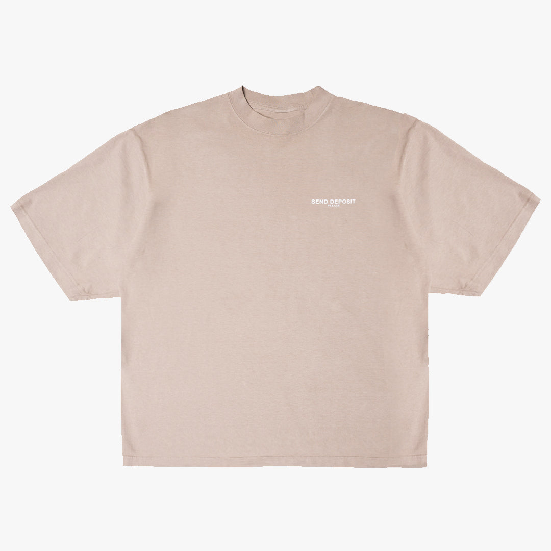 Womens Send Deposit Oversized Drop Shoulder T Shirt - Sand