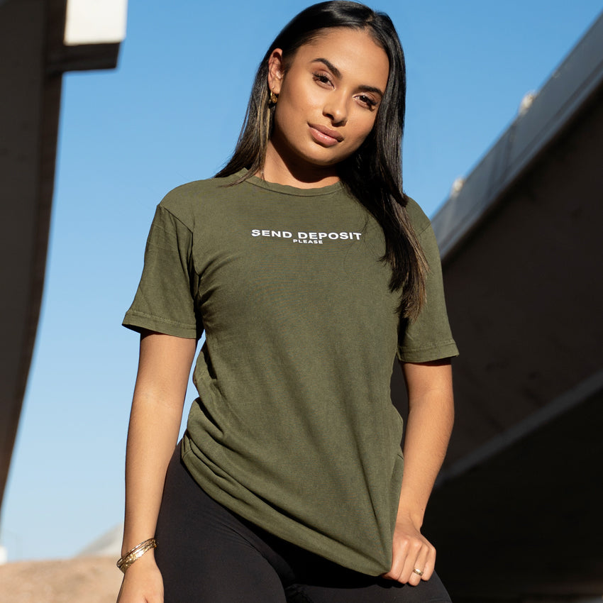Womens Send Deposit Vintage Olive T Shirt