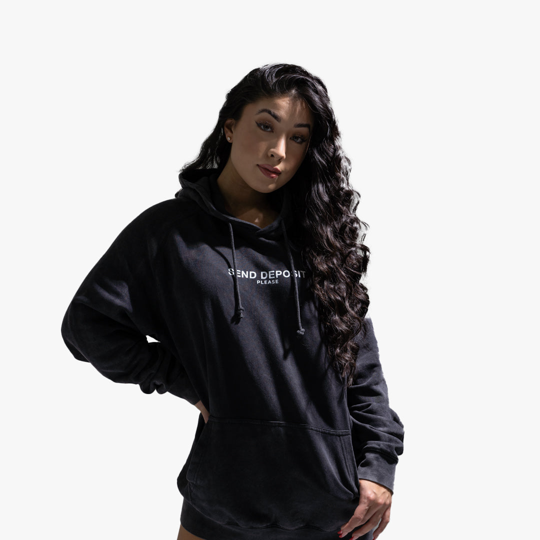 Womens Send Deposit Vintage Black Hoodie