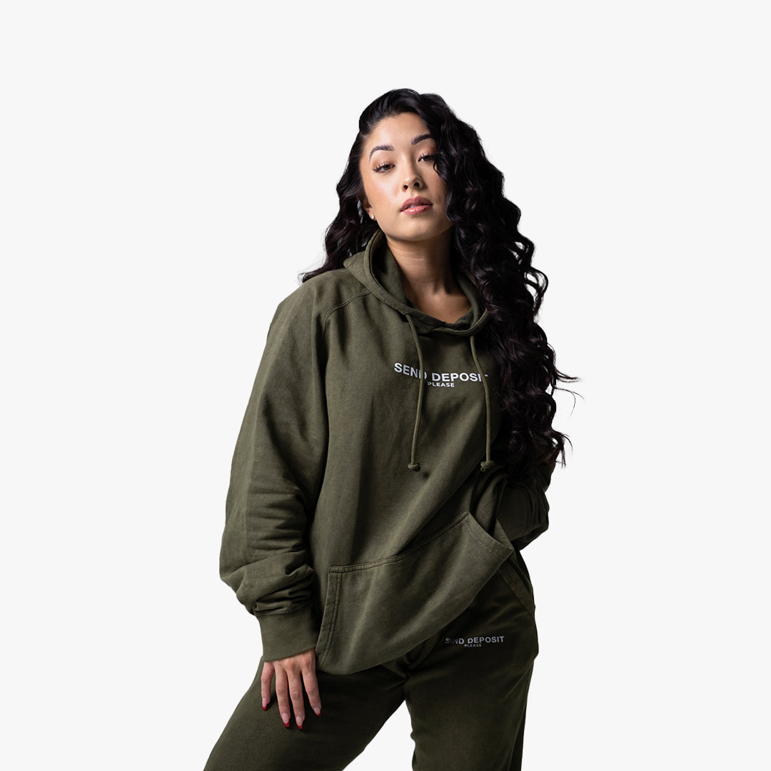 Womens Send Deposit Vintage Olive Hoodie